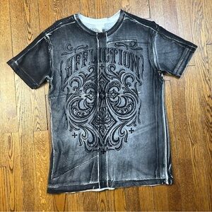 Vintage Y2K Affliction Black Grunge Skater Graphic T Shirt